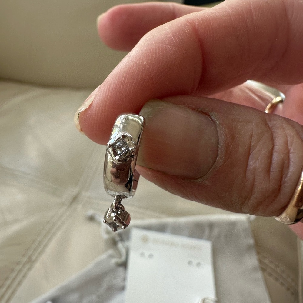 Kendra Scott Silver Hoop Earrings Set with Stud Accents - Picture 4 of 4
